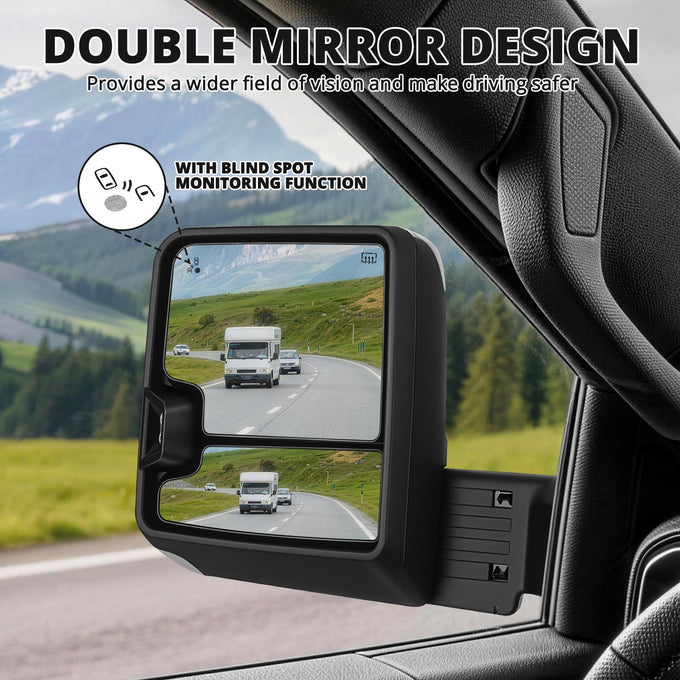 Chrome LED Turn Signals Powered Heated Tow Mirrors<br>19-25 Chevy Silverado 1500, 2022 Chevy 1500 LTD