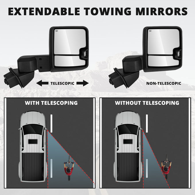 Powered Heated Tow Mirrors w/o Blind Spot Monitoring<br>19-25 Chevy Silverado 1500, 2022 Chevy 1500 LTD