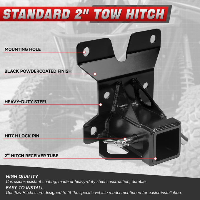 Heavy-Duty Steel 2in. UTV Rear Receiver Tow Trailer Hitch <br>17-23 Can-Am Maverick