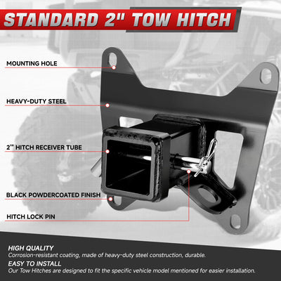 2 in. Tow Hitch Receiver w/Hitch Pin & Clip <br> 19-24 Honda Talon 1000X,1000R,1000R-4,1000X-4