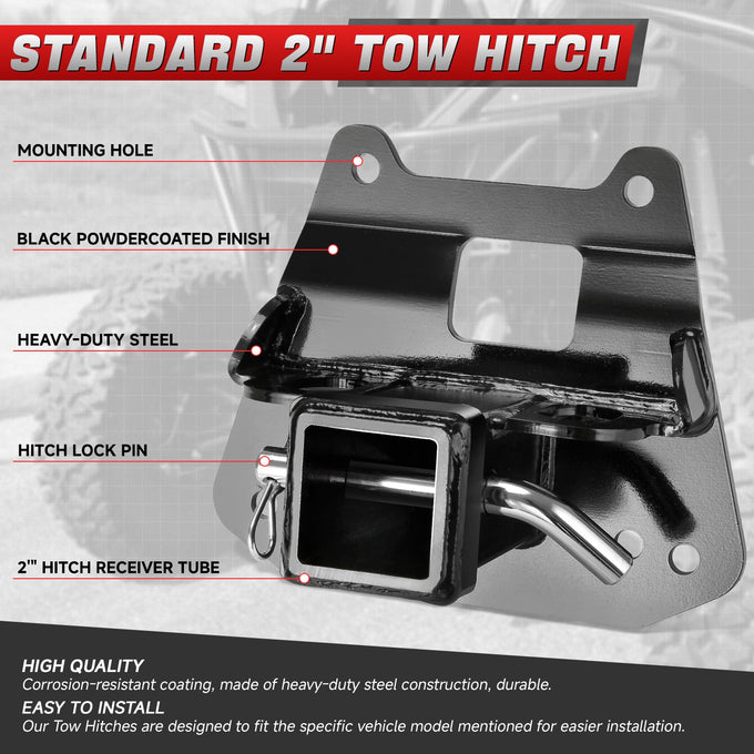 2 in. Tow Hitch Receiver w/Hitch Pin & Clip <br> 14-23 Polaris RZR XP 1000, Turbo, 4 XP 1000, Turbo