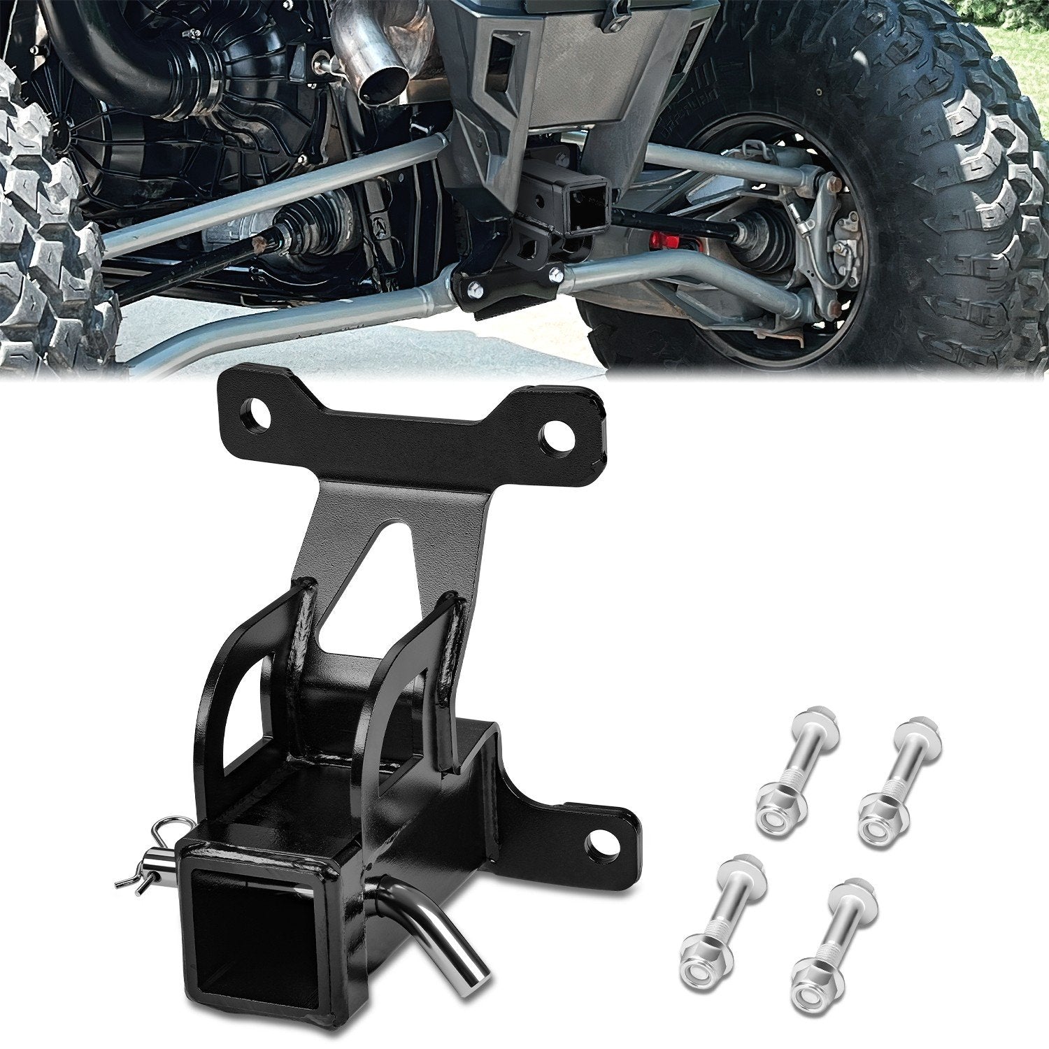 Heavy-Duty Steel 2in. UTV Rear Receiver Tow Hitch <br>20-25 Polaris RZR Pro XP 4