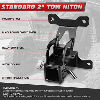 Heavy-Duty Steel 2in. UTV Rear Receiver Tow Hitch <br>20-25 Polaris RZR Pro XP 4
