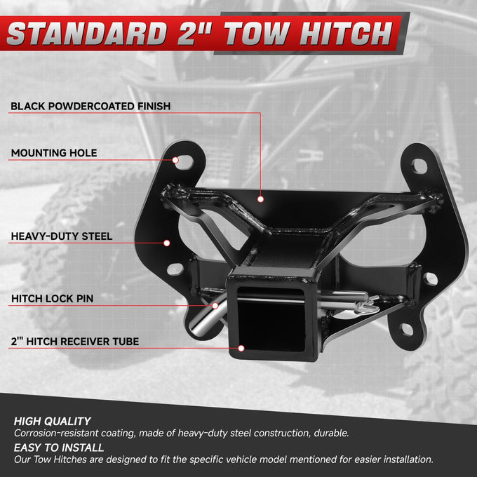 Heavy-Duty Steel 2in. UTV Rear Receiver Tow Trailer Hitch <br>13-17 Can-Am Maverick