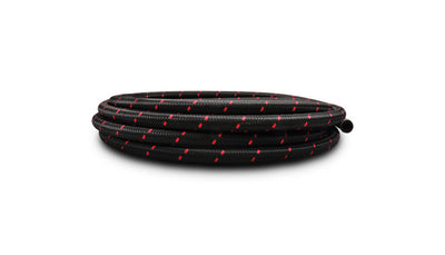 10ft Roll of Black Red Nylon Braided Hose<br>AN Size -12, Hose ID 0.68in.