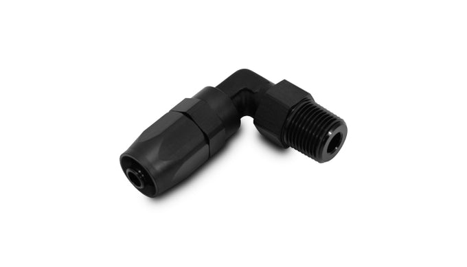 Male Hose End Fitting 90 Degree<br>Size -6AN, Pipe Thread 1/4in. NPT