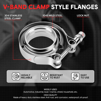 2.5in. Exhaust Pipe V-Band Clamp+Male/Female Flange <br>Universal