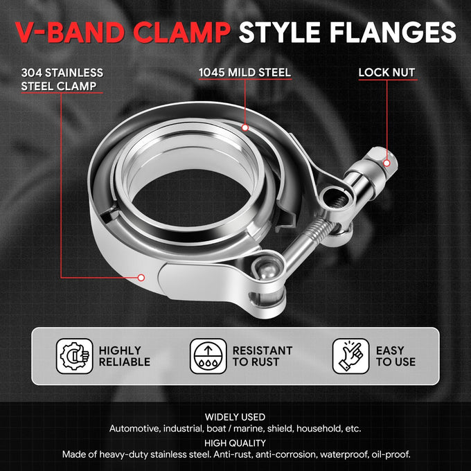 2.5in. Exhaust Pipe V-Band Clamp+Male/Female Flange <br>Universal