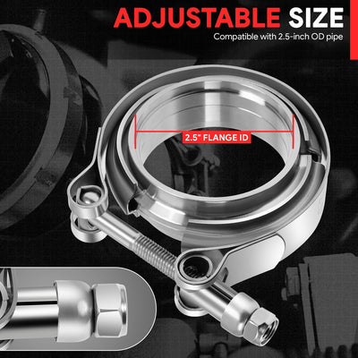 2.5in. Exhaust Pipe V-Band Clamp+Male/Female Flange <br>Universal