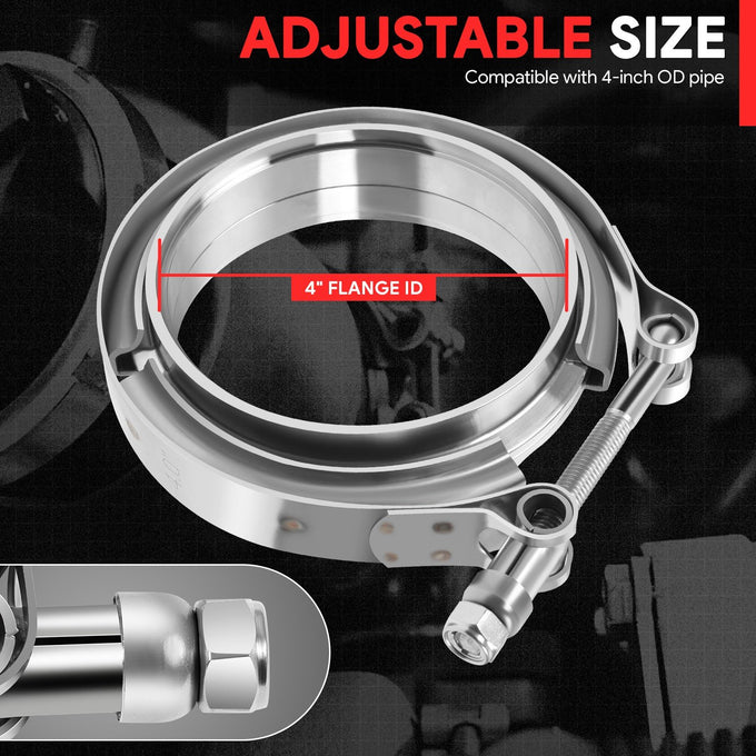4in. Exhaust Pipe V-Band Clamp+Male/Female Flange <br>Universal