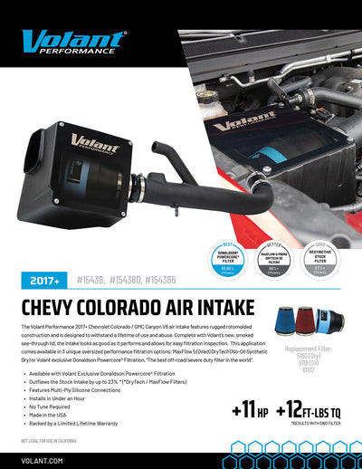 Oiled Filter Closed Box Air Intake <br> 17-22 Chevy Colorado GMC Canyon