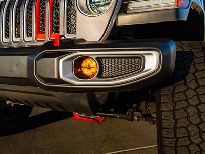 SAE Combo Amber Plug N Play Fog Light Kit (1pc Bumper Kit) <br>18-24 Jeep Wrangler, 20-24 Gladiator