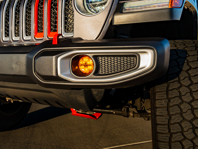 SAE Combo Amber Plug N Play Fog Light Kit (1pc Bumper Kit) <br>18-24 Jeep Wrangler, 20-24 Gladiator