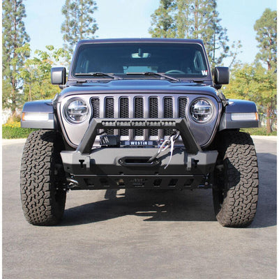 WJ2 Stubby Front Bumper w/LED Light Bar Mount <br> 2018-2025 Jeep Wrangler Gladiator