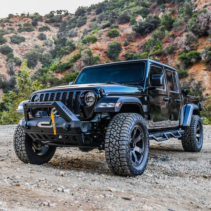 WJ2 Stubby Front Bumper w/LED Light Bar Mount <br> 2018-2025 Jeep Wrangler Gladiator