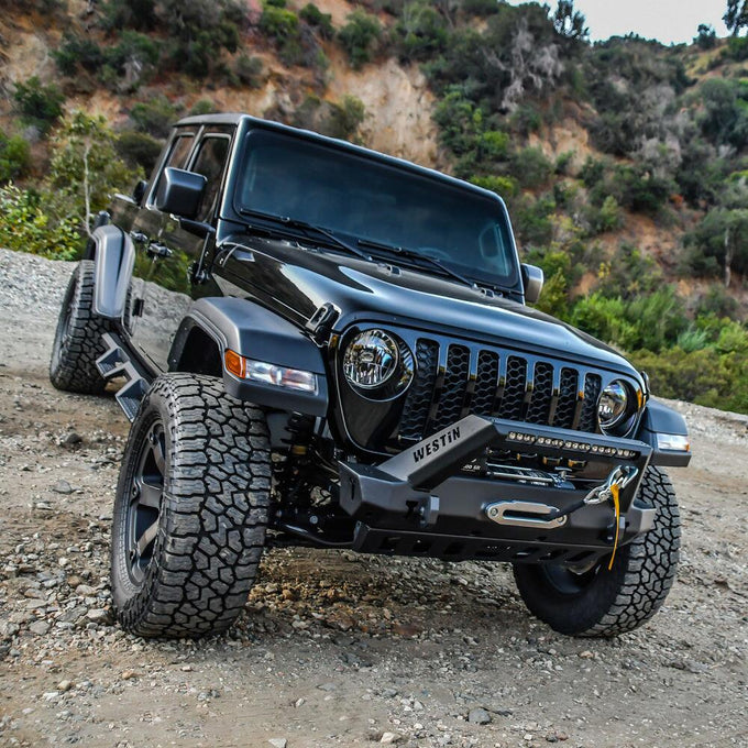 WJ2 Stubby Front Bumper w/LED Light Bar Mount <br> 2018-2025 Jeep Wrangler Gladiator