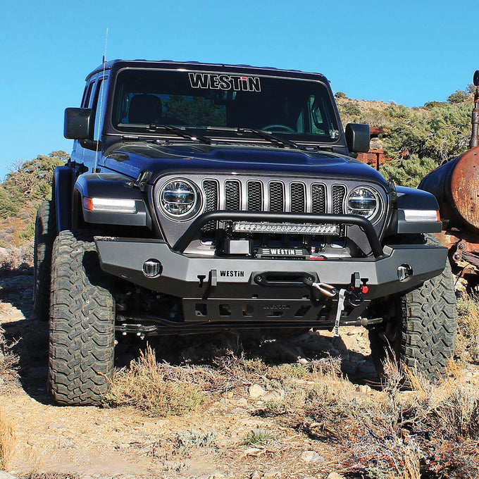 WJ2 Full Width Front Bumper w/Bull Bar <br> 2018-2025 Jeep Wrangler Gladiator