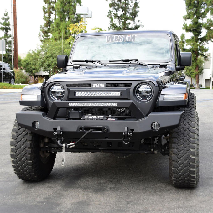 Full Width Front Bumper w/LED Light Bar Mount <br> 2018-2025 Jeep Wrangler Gladiator