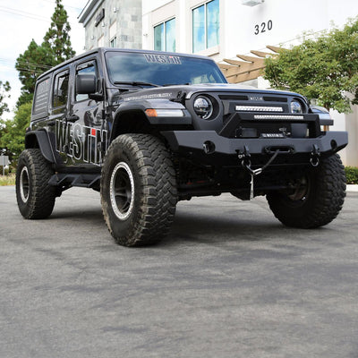 Full Width Front Bumper w/LED Light Bar Mount <br> 2018-2025 Jeep Wrangler Gladiator