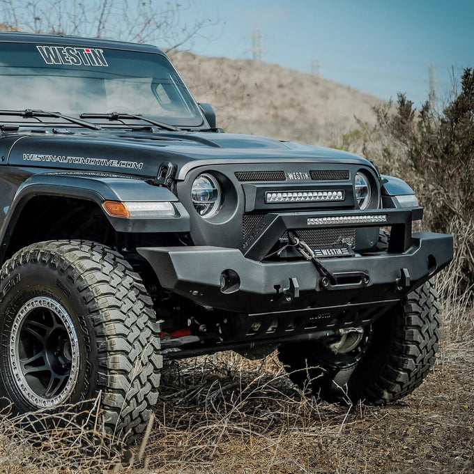 Full Width Front Bumper w/LED Light Bar Mount <br> 2018-2025 Jeep Wrangler Gladiator
