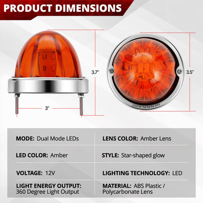 2Pcs LED Watermelon Light Amber Lens<br>Universal