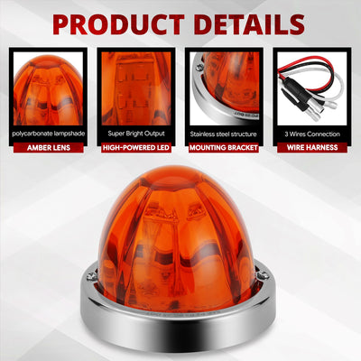 2Pcs LED Watermelon Light Amber Lens<br>Universal