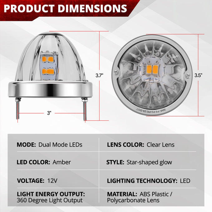 2Pcs LED Watermelon Light Clear Lens<br>Universal