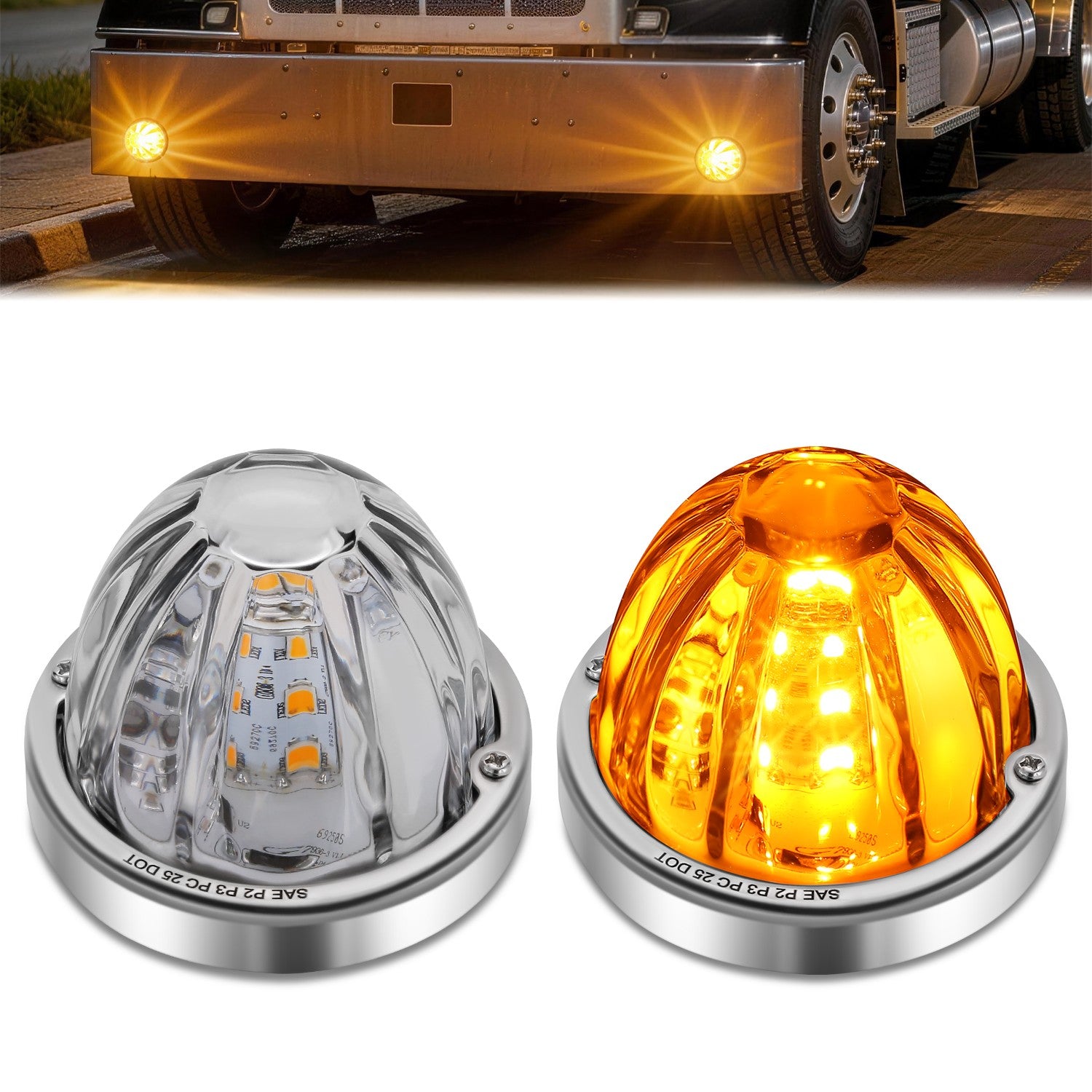 2Pcs LED Watermelon Light Clear Lens<br>Universal
