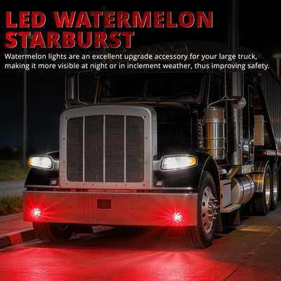2Pcs Chrome Red LED Watermelon Light<br>Universal