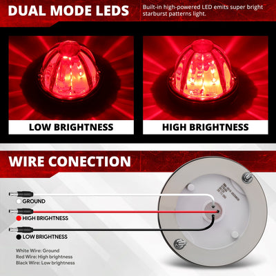 2Pcs Chrome Red LED Watermelon Light<br>Universal