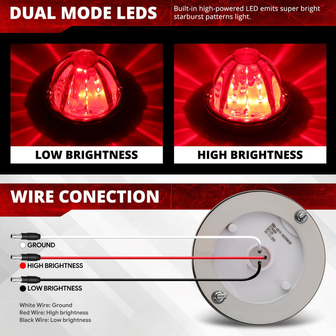 2Pcs Chrome Red LED Watermelon Light<br>Universal