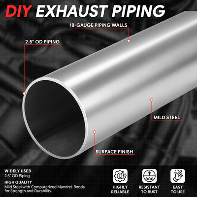 8pcs 2.5 in. OD 24 in. Exhaust Pipe Kit <br> Dual Exhaust Vehicles with 2.5 in. OD Exhaust Piping