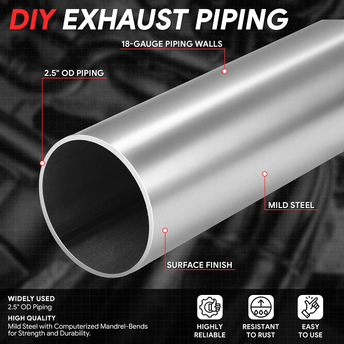 8pcs 2.5 in. OD 24 in. Exhaust Pipe Kit <br> Dual Exhaust Vehicles with 2.5 in. OD Exhaust Piping