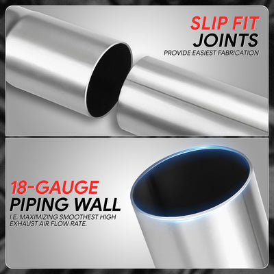 16 PCS 2.5 in. To 2.65 in. OD Exhaust Pipes <br> 2.5 in. OD Piping Diameter