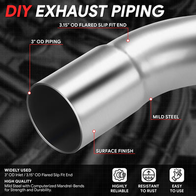16 PCS 3 in. To 3.15 in. OD Exhaust Pipes <br> 3 in. OD Piping Diameter