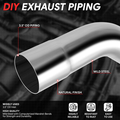 8Pcs 3.5in. OD Exhaust Tubing Bend Straight Pipe Kits<br>Universal