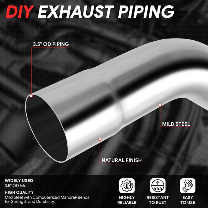 8Pcs 3.5in. OD Exhaust Tubing Bend Straight Pipe Kits<br>Universal