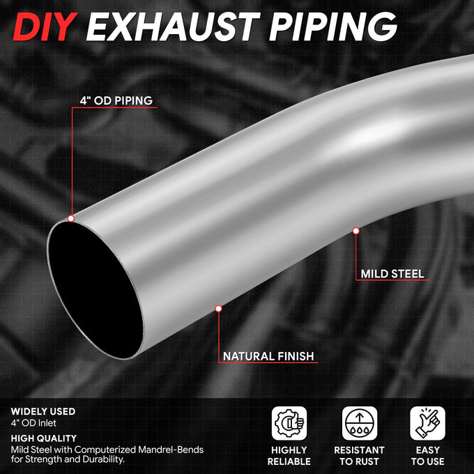 8Pcs 4in. OD Mandrel Exhaust Tubing Bend Straight Pipe <br>Universal