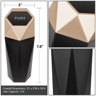 3 L x 3 W x 7.8 in. H Matte Black Bottom Garbage Can Universal