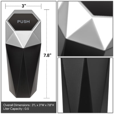 3 L x 3 W x 7.8 in. H Matte Black Bottom Garbage Can Universal