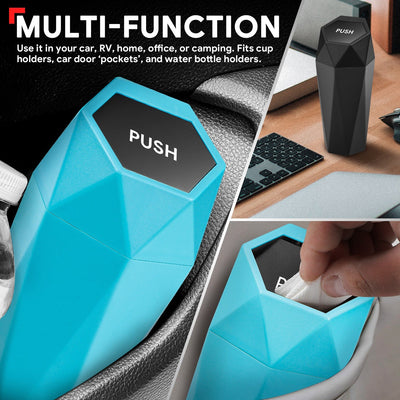 2Pcs 1/2 Liter Capacity Compact Cup Holder Trash Can <BR> 3 in. L x 3 in. W x 7.8 in. H