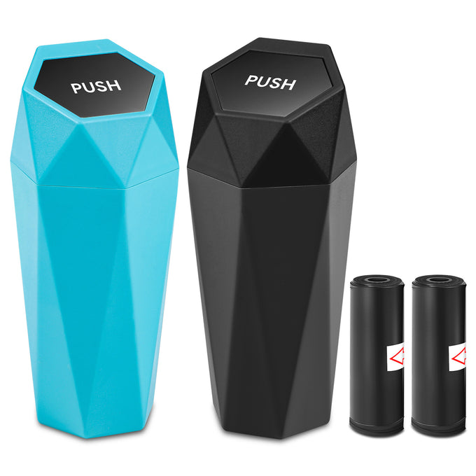 2Pcs 1/2 Liter Capacity Compact Cup Holder Trash Can <BR> 3 in. L x 3 in. W x 7.8 in. H
