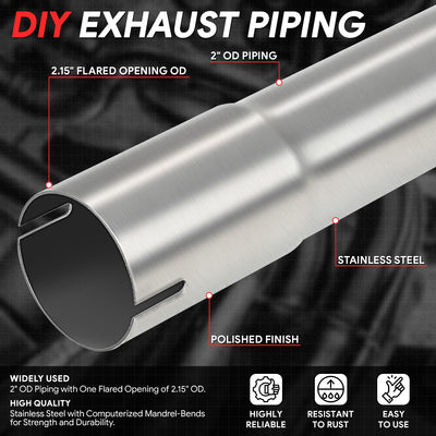2 in. OD To 2.15 in. OD 18 in. Straight Pipe <br> 18-Gauge Piping Walls