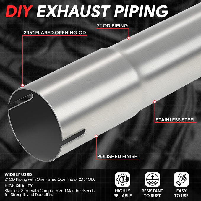 2 in. OD To 2.15 in. OD 18 in. Straight Pipe <br> 18-Gauge Piping Walls