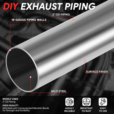 2 in. OD 45 Degree & U Bends Exhaust Pipe <br> 18-Gauge Piping Walls