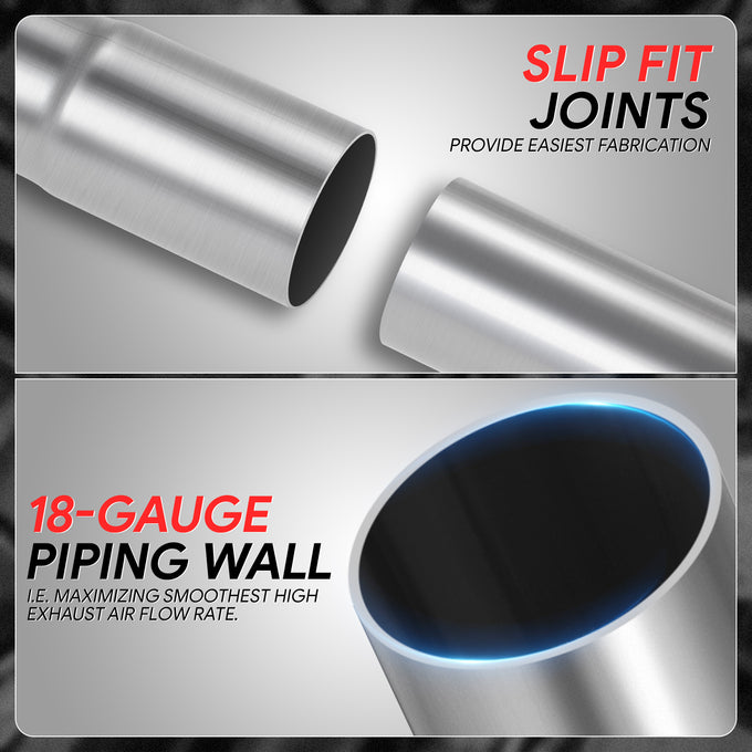 2 in. OD 45 Degree & U Bends Exhaust Pipe <br> 18-Gauge Piping Walls