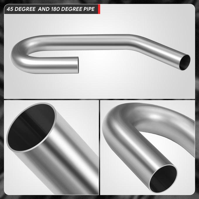 2 in. OD 45 Degree & U Bends Exhaust Pipe <br> 18-Gauge Piping Walls