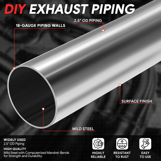 2.5 in. OD 45 Degree & U Bends Exhaust Pipe <br> 18-Gauge Piping Walls