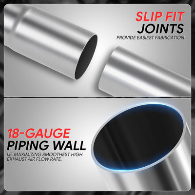 3 in. OD 45 Degree & U Bends Exhaust Pipe <br> 18-Gauge Piping Walls