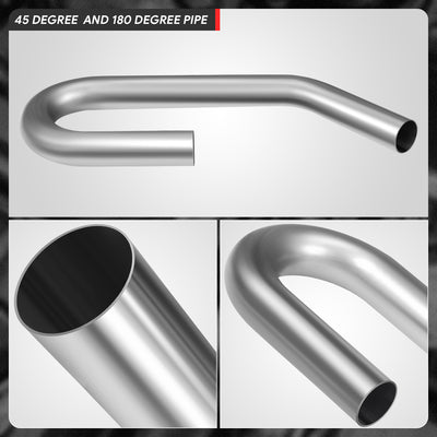 3 in. OD 45 Degree & U Bends Exhaust Pipe <br> 18-Gauge Piping Walls